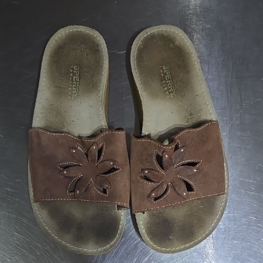 Sperry Brown Floral Slide Sandals